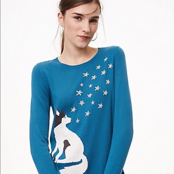 LOFT Sweaters - LOFT Blue Wolf & Stars Winter Sweater